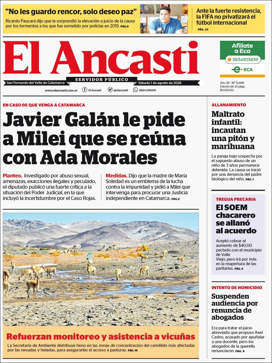 Media Panel - Developments and Systems | ME GUSTA RADIO - Tapa del diario Ancasti